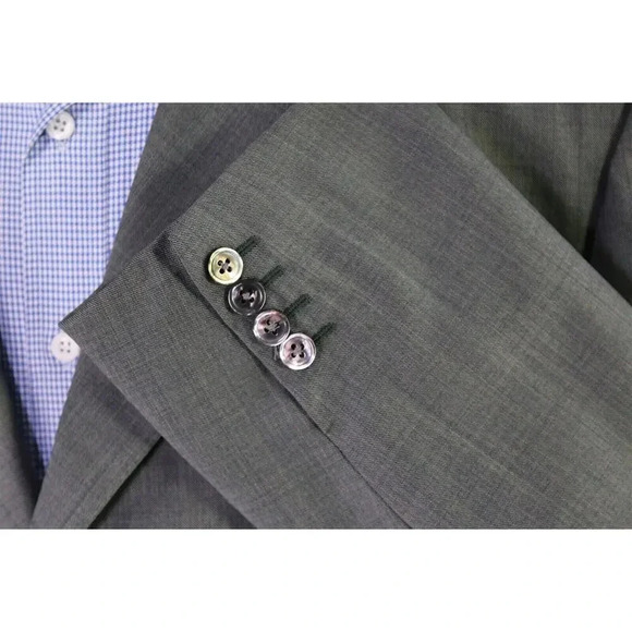 Lanvin by Nervesa Gray/Navy Woven 3-Btn Half Lined Wool Sportcoat Blazer 42R - Picture 6 of 10